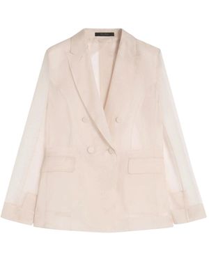 Max Mara Silk Organza Slogan Jacket - Natural