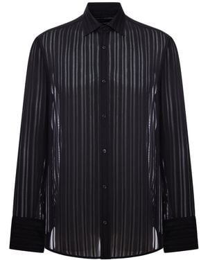 Gucci Striped Silk Gauze Shirt - Black