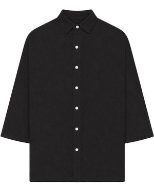 120% Lino Oversized Linen Shirt - Black