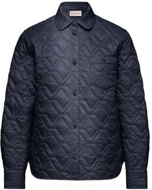 Moncler Diamond Quilted Padded Shirt Jacket - Blue