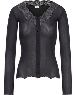 Saint Laurent Silk And Ribbed Lace Cardigan - Black