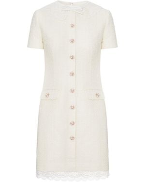 Self-Portrait Colored Mini Dress With Boucle Lace Coverings - White