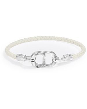 Dior Cd Icon Woven Leather Bracelet - White