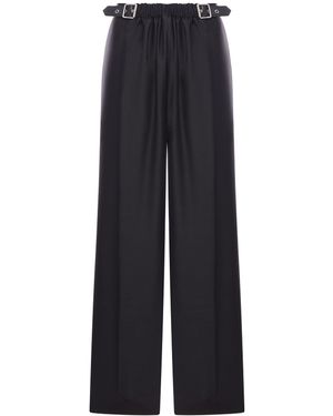 Loewe Pantaloni con cintura in lana e seta - Blu