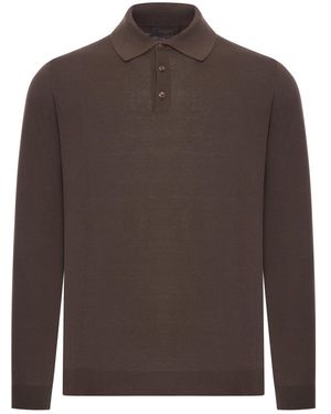 Zanone Slim Fit Cotton And Silk Polo Shirt - Brown