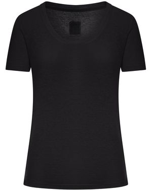 120% Lino Short-Sleeved T-Shirt With Wide Neckline - Black