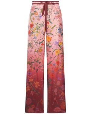 Gucci Printed Silk Pants - Red