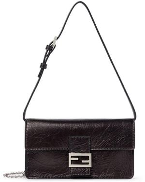 Fendi Calfskin Wallet On Chain - Black