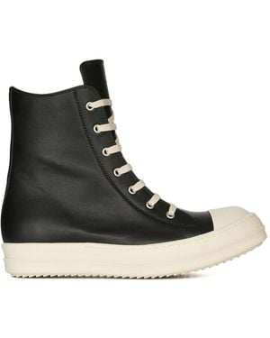 Rick Owens High-top Calfskin Sneakers - Black