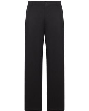 Gucci Pantalone in twill di cotone con dettaglio web - Nero