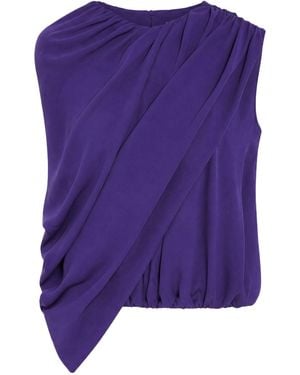 Balenciaga Silk Cady Cape Top - Purple