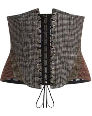 Etro Cintura a corsetto in lana con micro pied-de-poule - Grigio