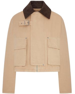 Loewe Parka in cotone con collo in camoscio effetto velluto a coste - Neutro