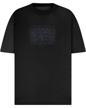 Maison Margiela T-shirt in cotone con stampa lettering tono su tono - Nero