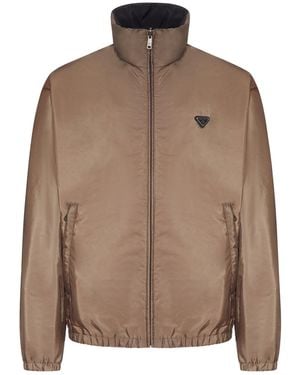 Prada Giubbotto in re-nylon - Marrone