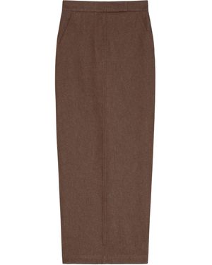 Max Mara Gonna lunga in cotone effetto denim - Marrone