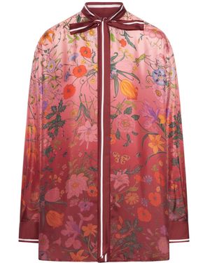 Gucci Flora Chemisier Style Blouse - Red
