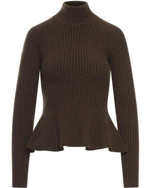 Max Mara Dolcevita a peplo in lana e cachemire - Marrone