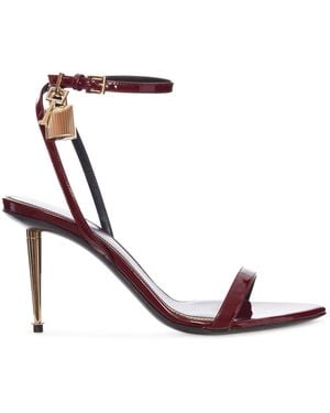 Tom Ford High-Heeled Patent Leather Stiletto Sandals - White