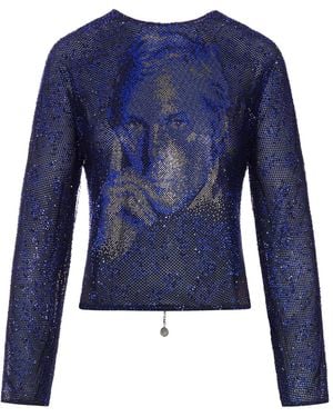Giorgio Armani Top Completely Covered With Rhinestone - Blue