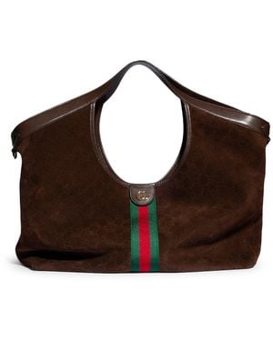 Gucci Borsa shopping giglio misura grande - Marrone