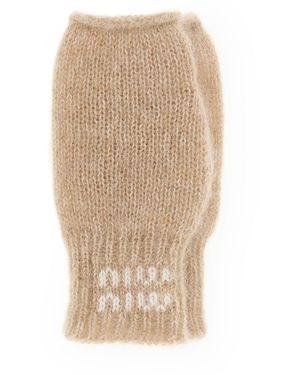 Miu Miu Guanti in misto mohair stretch - Bianco