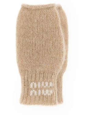 Miu Miu Stretch Mohair Blend Gloves - White