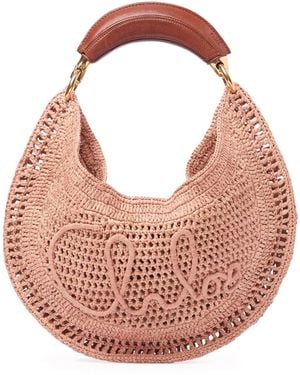 Chloé Summer Banana Raffia Hobo Bag - Pink