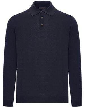 Zanone Slim Fit Cotton And Silk Polo Shirt - Blue