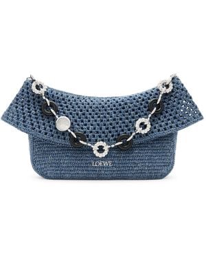 Loewe Ola Crochet Medium Bag - Blue