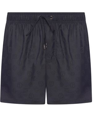 Giorgio Armani Costume da bagno con logo allover - Blu