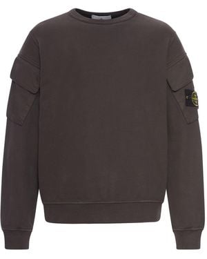 Stone Island Cotton Sweatshirt With Pockets - Grey
