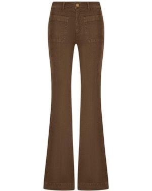 The Seafarer Corduroy Flared Pants With Patch Pockets - Brown