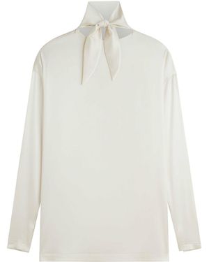 Phoebe Philo Top con collo a nodo in seta - Bianco