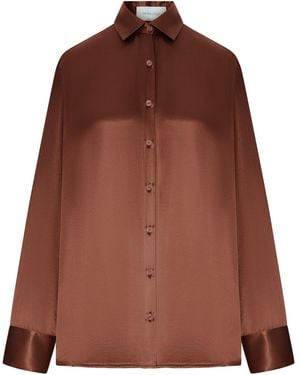 THE NINA STUDIO Camicia oversize in seta con apertura verticale sul retro - Marrone