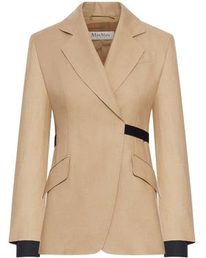 Max Mara Double-Breasted Blazer - Natural