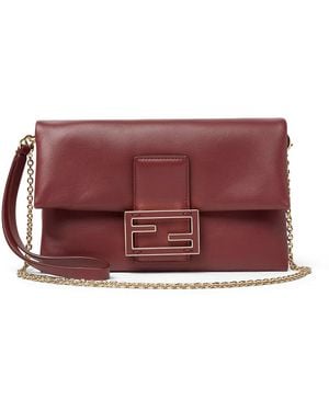 Fendi Nappa Leather Baguette Mom Pouch - Purple