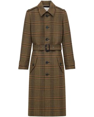 Saint Laurent Cappotto lungo in lana principe di galles - Neutro