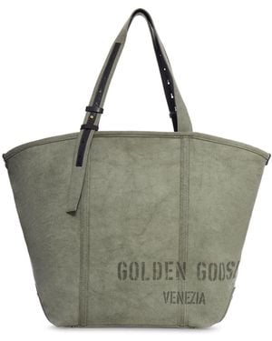Golden Goose Deluxe Brand Canvas Tote Bag With Print - Green