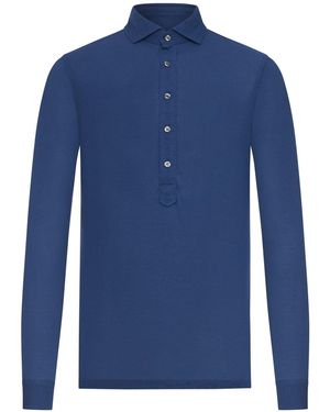Nome G Polo a manica lunga in cotone leggero - Blu