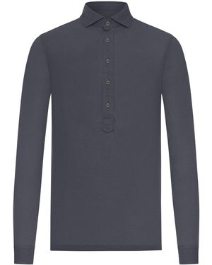 Nome G Long-sleeved Cotton Piquet Polo Shirt - Blue