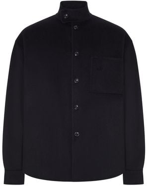 Giorgio Armani Cloth Shirt Jacket With High Collar - Blue