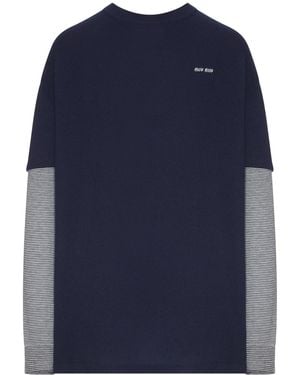 Miu Miu Layered Crew Neck Cashmere Jumper - Blue