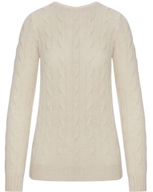 Ralph Lauren Crew Neck Cashmere Cable Knit Jumper - White