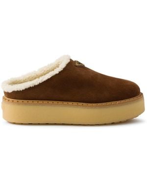 Prada Suede Mules - Brown