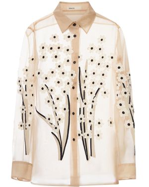 KHAITE Silk Shirt With Three-dimensional Embroidery - Natural