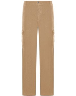 120% Lino Linen Cargo Trousers - Natural