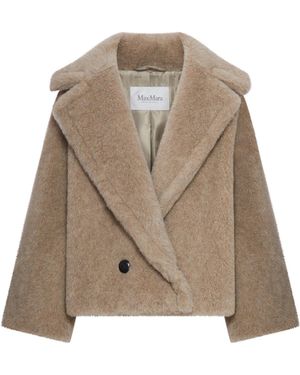 Max Mara Cappotto in teddy di alpaca e cashmere - Neutro