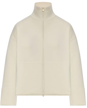 Max Mara Pure High Neck Sweatshirt With Zip - Natural