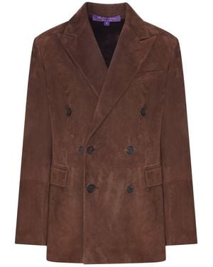 Ralph Lauren Double-Breasted Suede Blazer - Brown